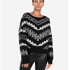 🆕Boxy Cropped Sweater with Geometric Striped Pattern